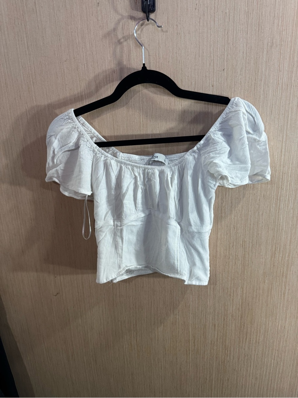 Women’s Hollister White Puff Sleeve Cropped Peasant Top Size Small